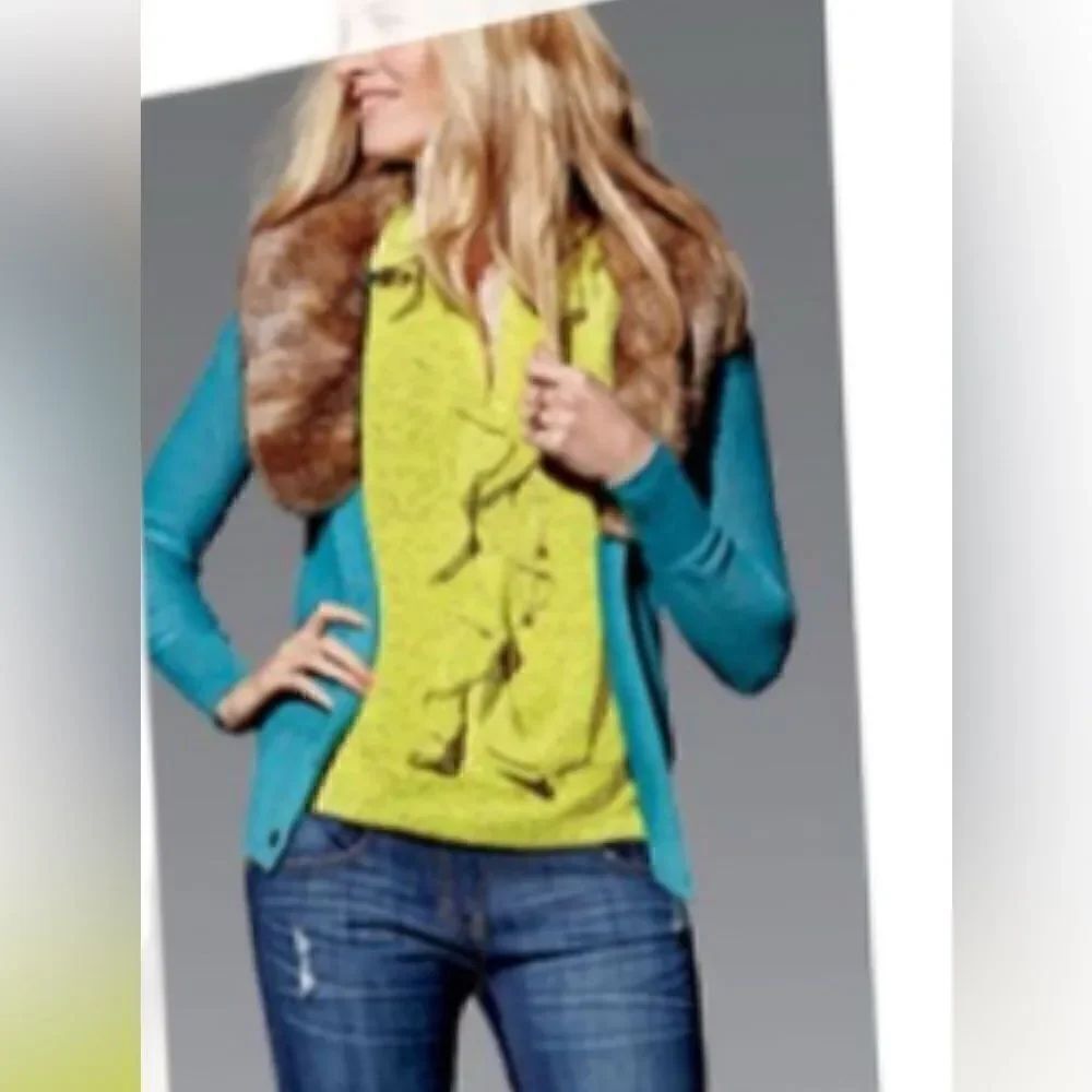 Cabi Blouse Women's Size S Sleeveless Yellow Gray Pullover V-Neck Top